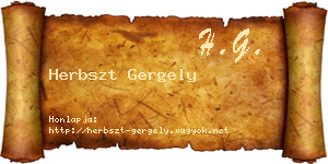 Herbszt Gergely névjegykártya